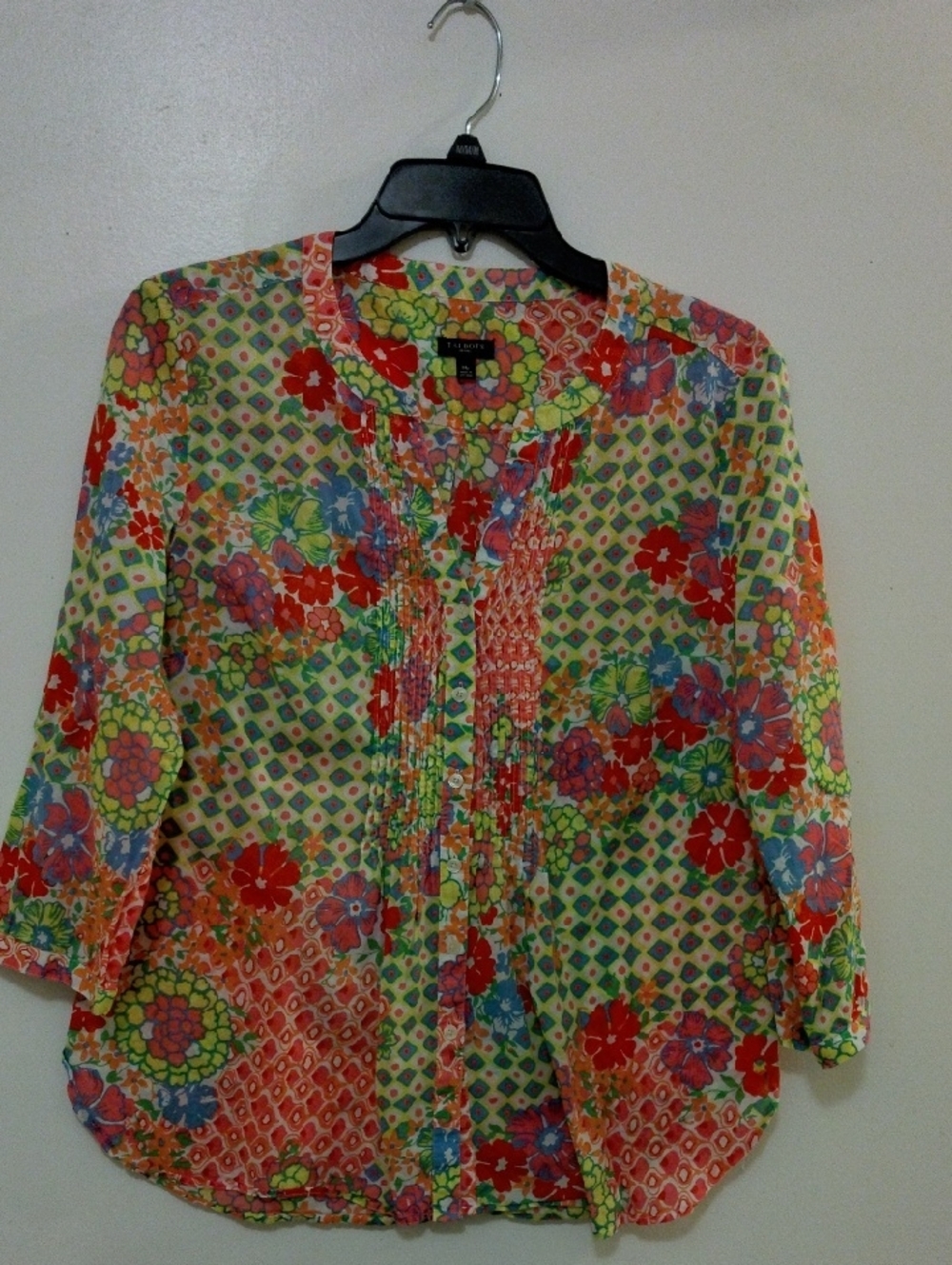 Talbots Petites Floral Pintuck Button-Front Women's Top - Multicolor M